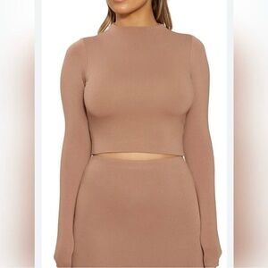 Naked Wardrobe Long Sleeve Crop Top